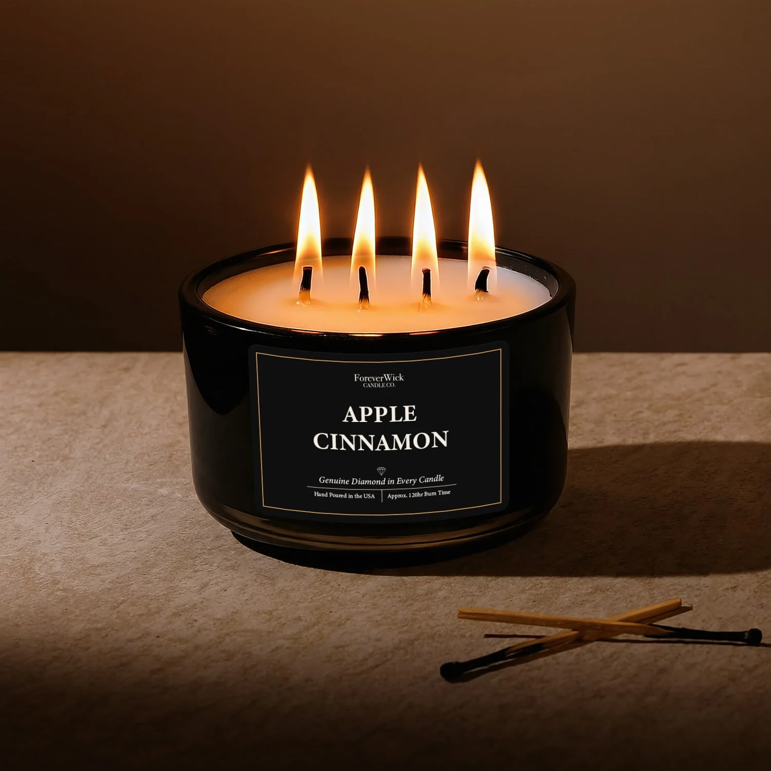 Apple Cinnamon 4 Wick Candle + 3 Diamonds Inside - Image 4