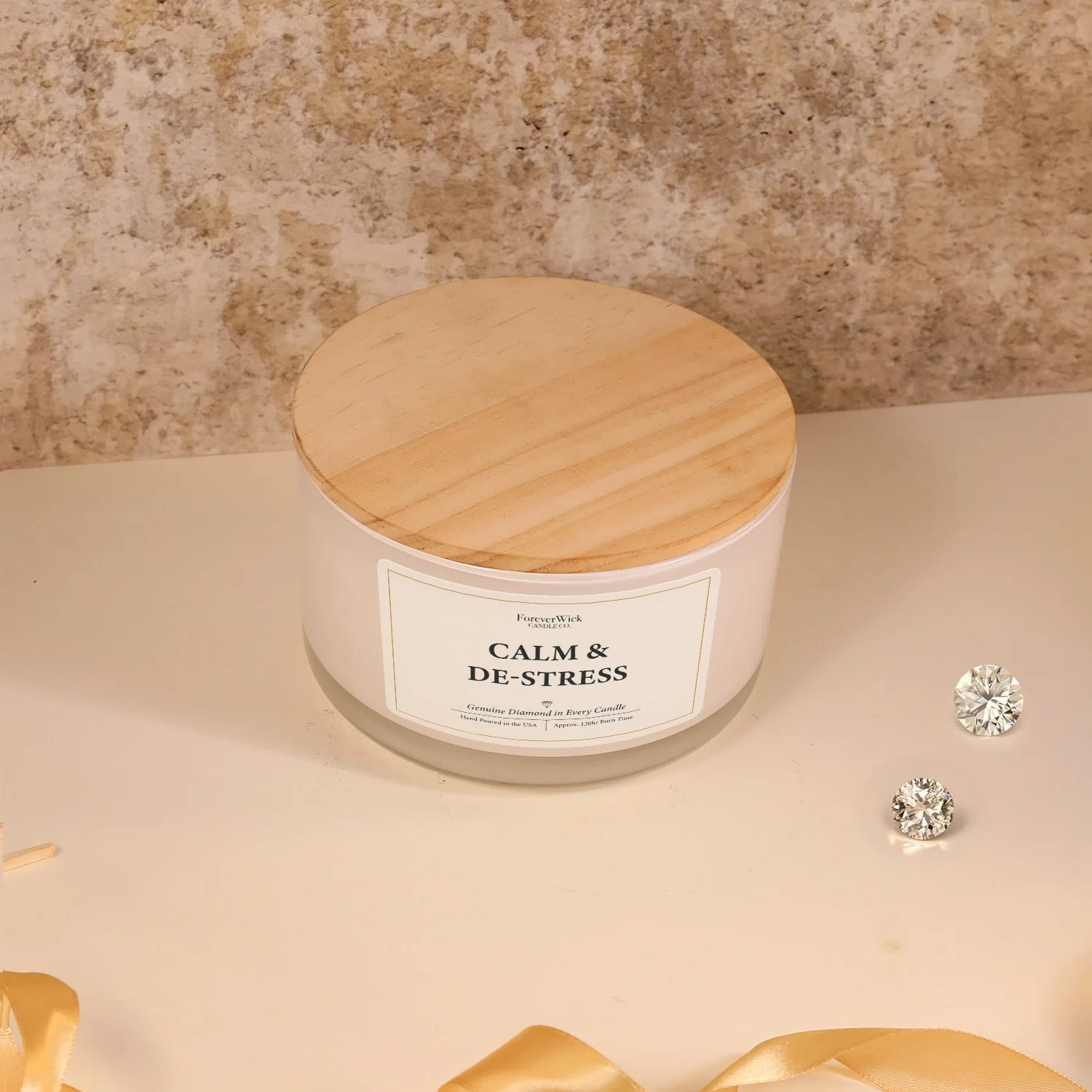 Calm & De-stress 4 Wick Candle + 3 Diamonds Inside - Image 6
