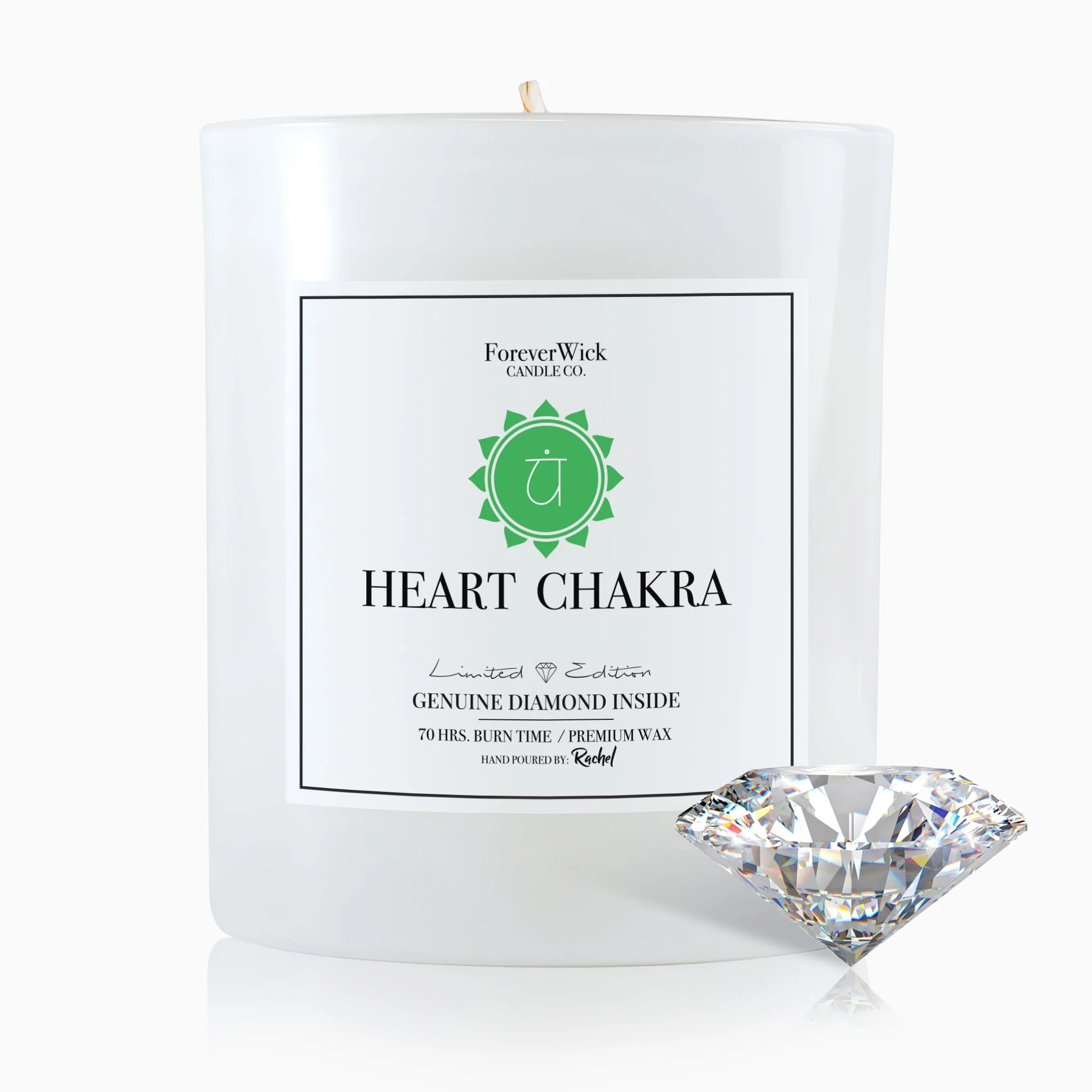 Heart Chakra - Crystal & Diamond Candle - Image 8