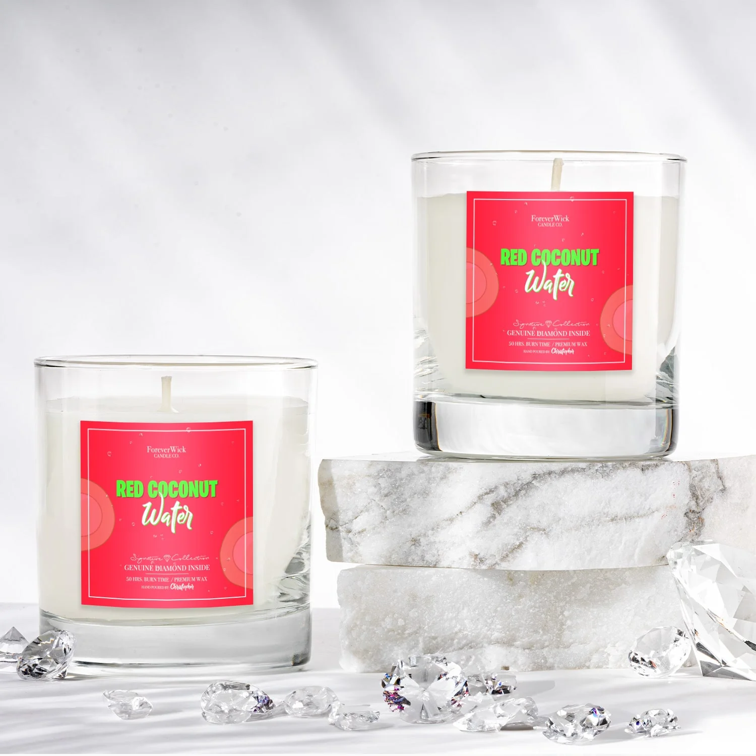 Red Coconut Water Diamond Candle - Image 2