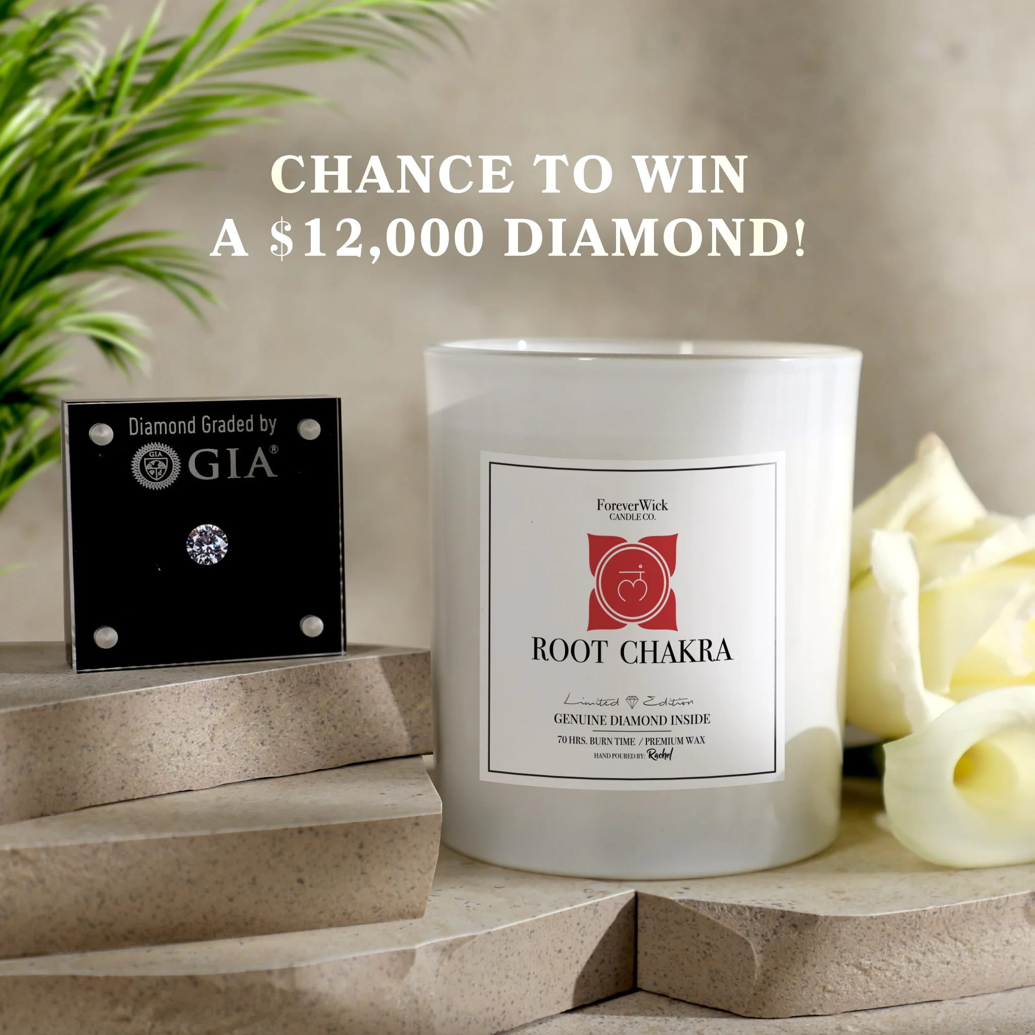 Root Chakra - Crystal & Diamond Candle - Image 3