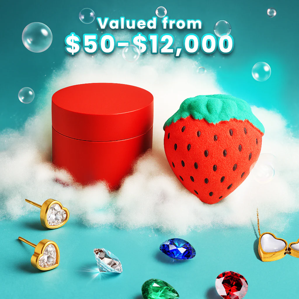 Strawberry Pop Bath Bomb w/ Surprise 18K Gold-Plated Jewelry Inside - Image 2