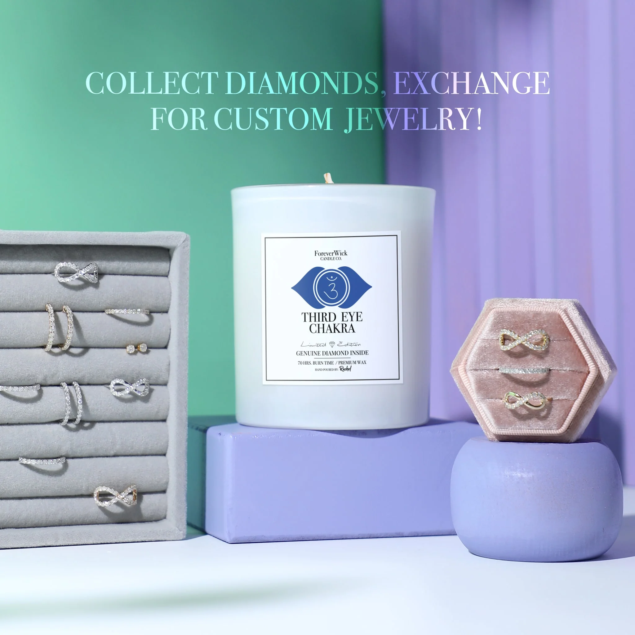 Third Eye Chakra - Crystal & Diamond Candle - Image 4