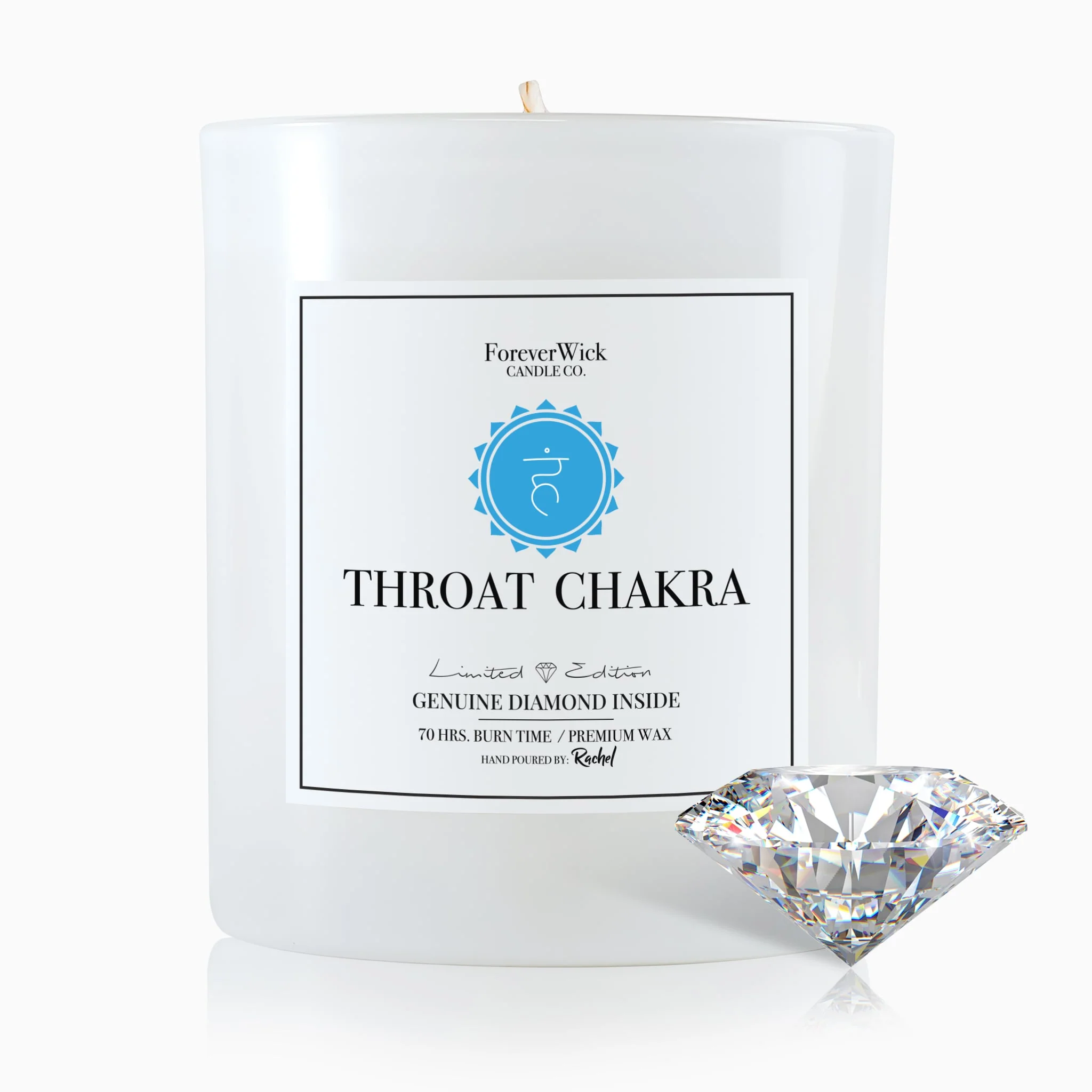 Throat Chakra - Crystal & Diamond Candle - Image 6