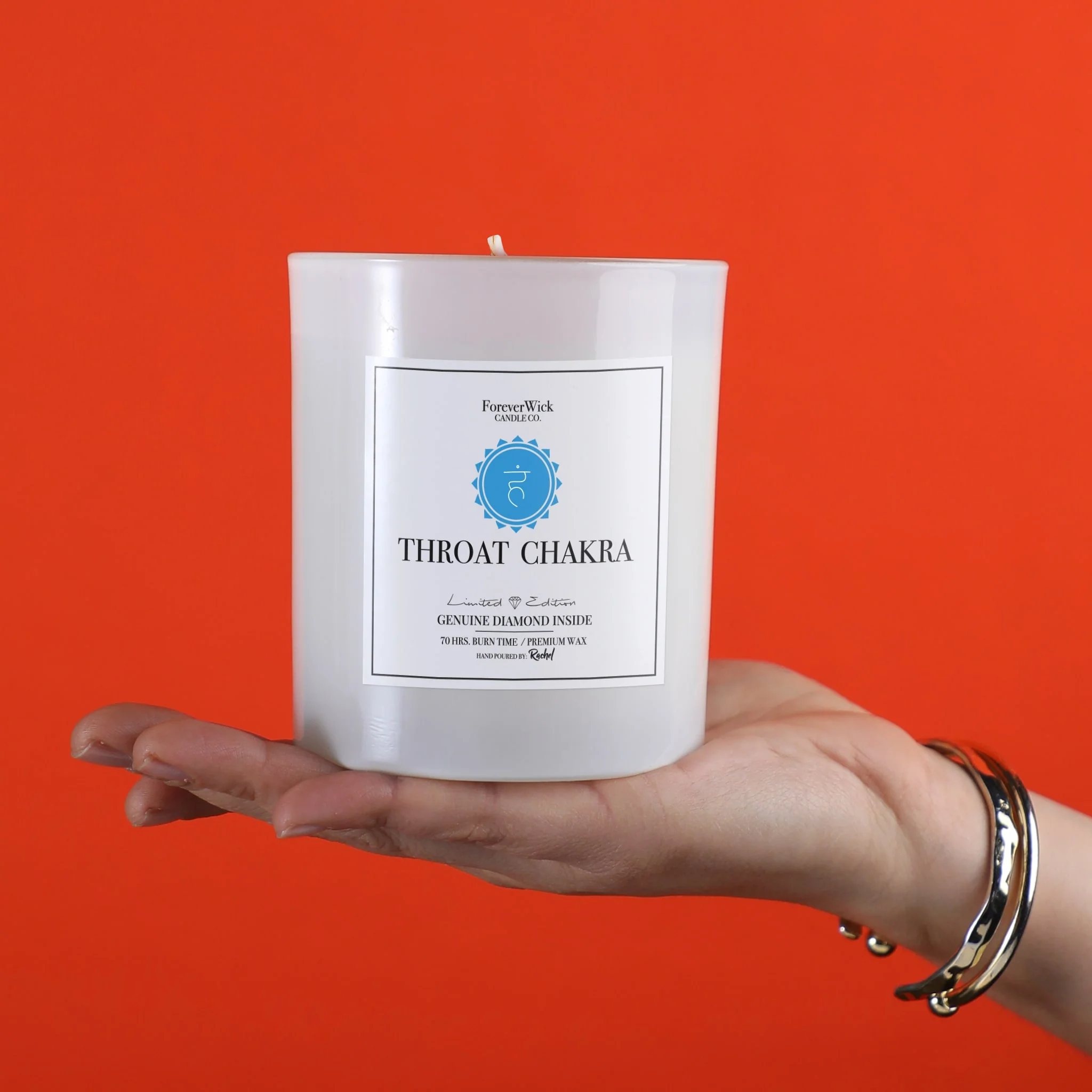 Throat Chakra - Crystal & Diamond Candle - Image 7