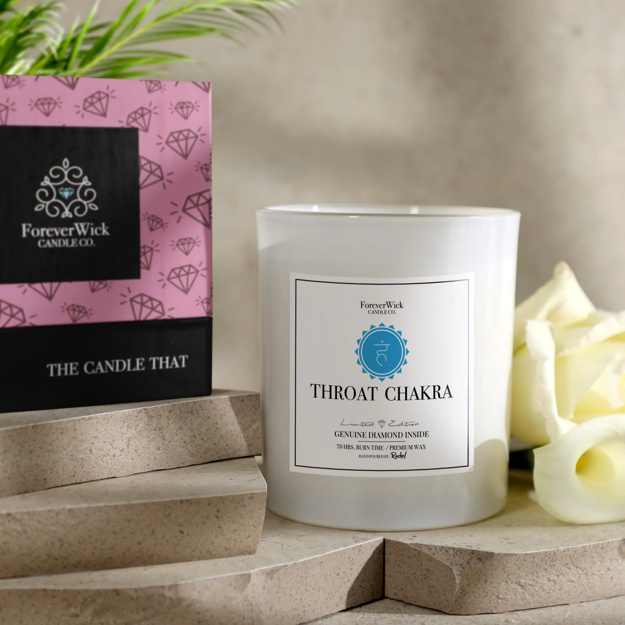 Throat Chakra - Crystal & Diamond Candle - Image 8